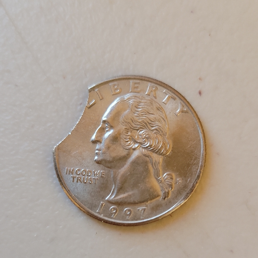 Clipped Curve Error 1997P Washington Quarter Coin